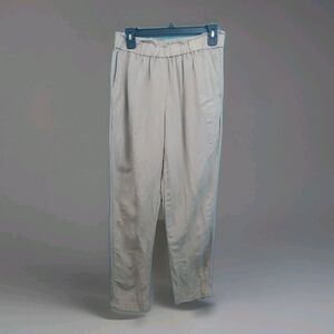 Womens Pants S 6 Lightweight Linen Blend Cropped  Tan Pockets Casual Travel